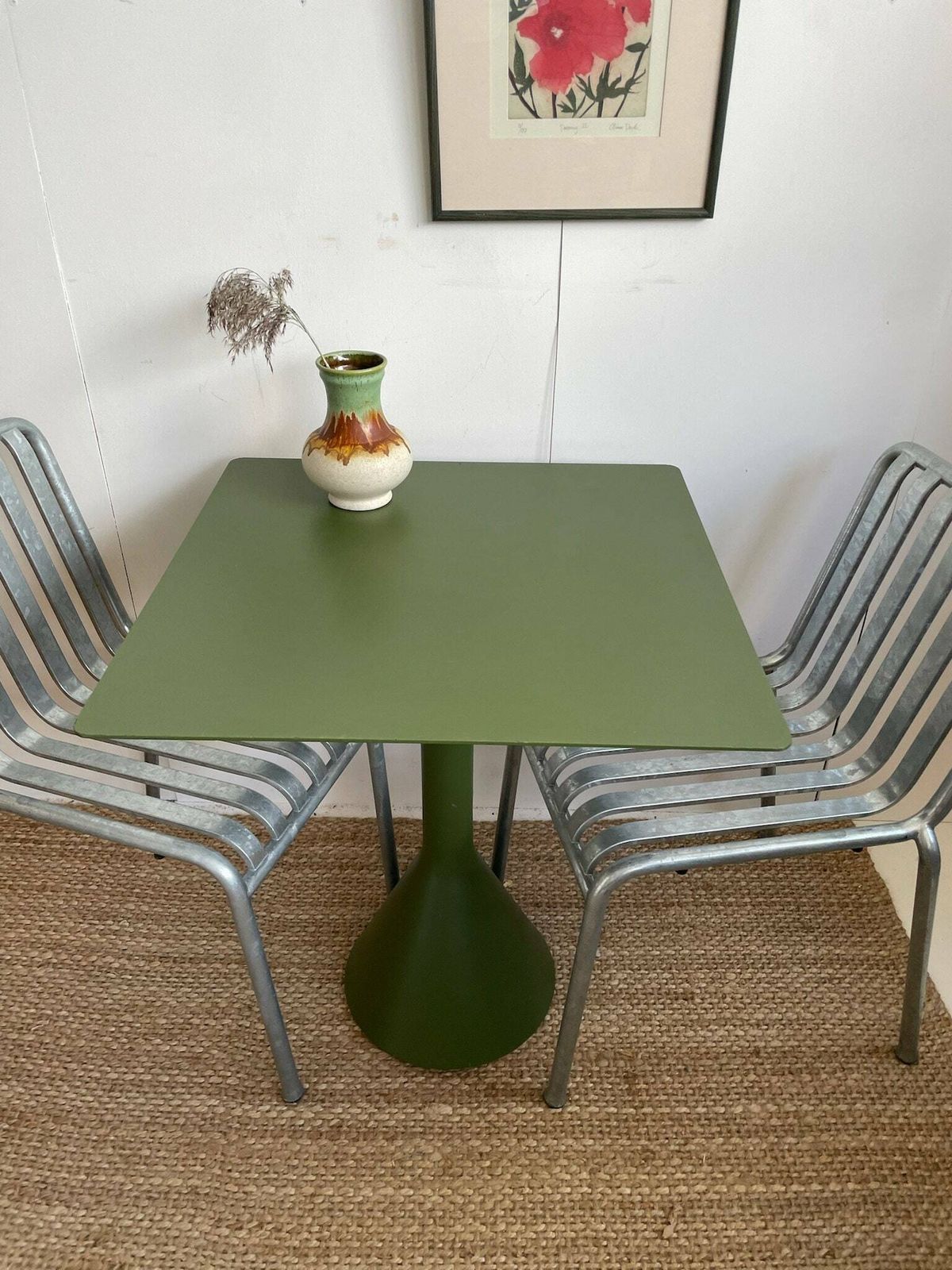 Hay Palissade Bouroullec Cone Outdoor Garden Table With Square Top In Dark Olive Green photo for sale