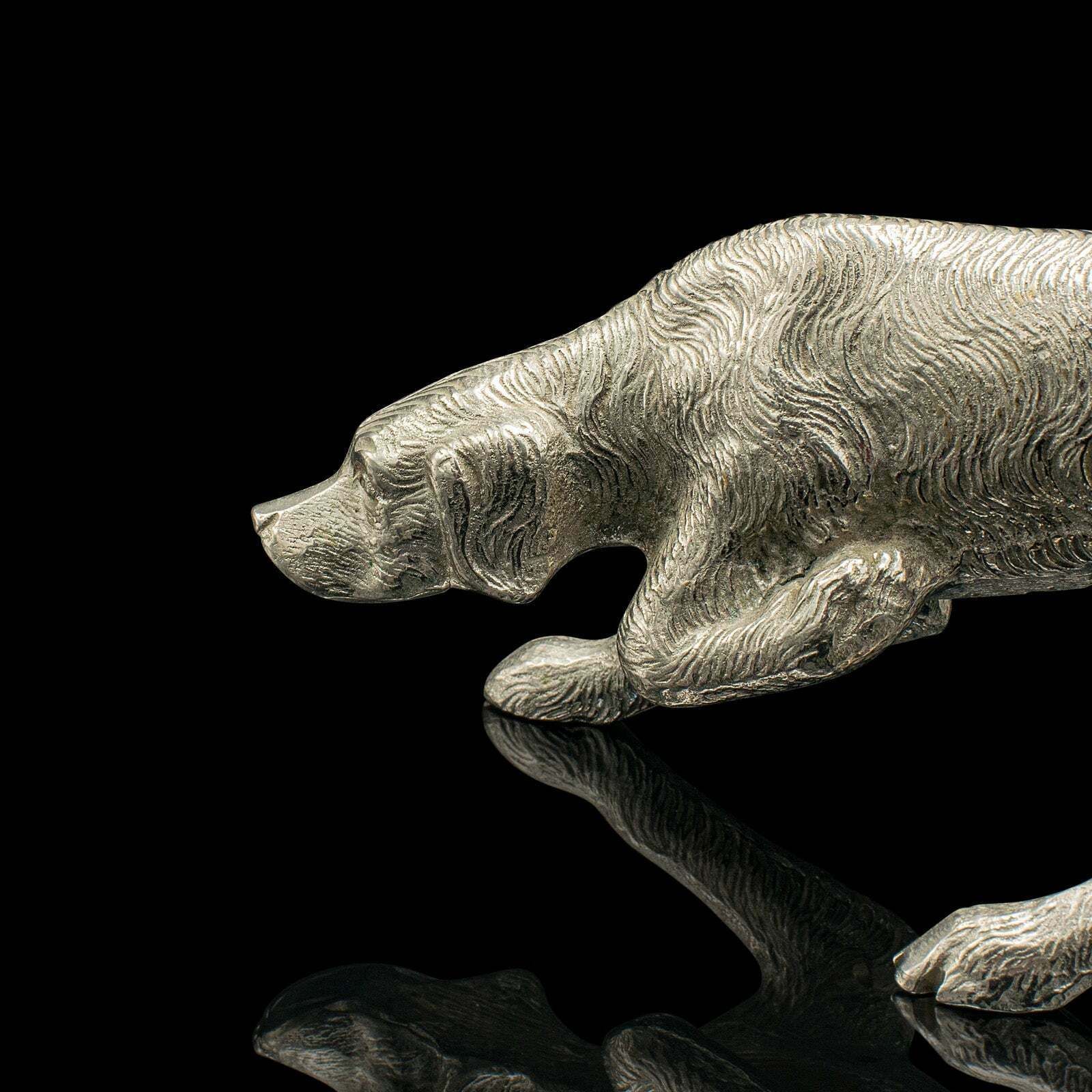 photo furniture Antique Dog Figure, English, Nickelled Iron, Pointer, Hound Ornament, Edwardian