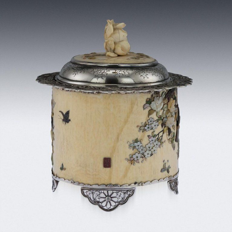 Antique 19th Century Japanese Solid Silver And Shibayama Koro, Circa 1890 photo Home Decor