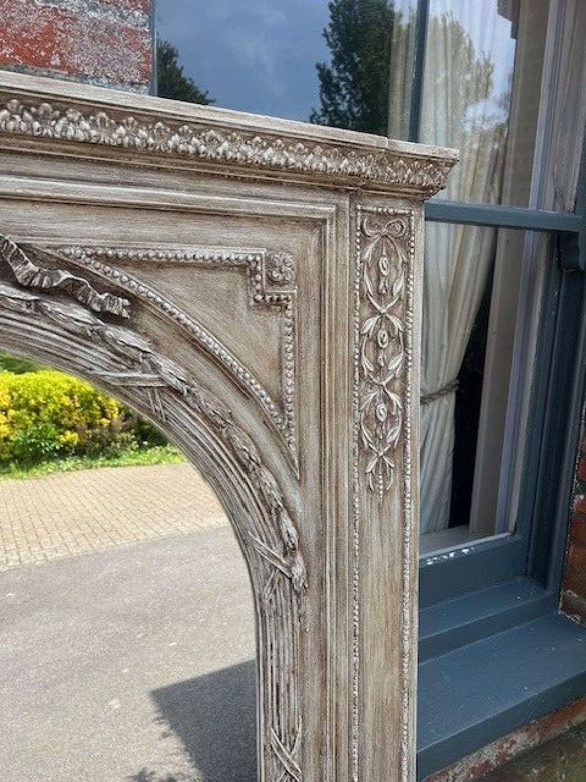 A Wonderful Large Antique English 19th C Painted Overmantle Mirror. photo furniture