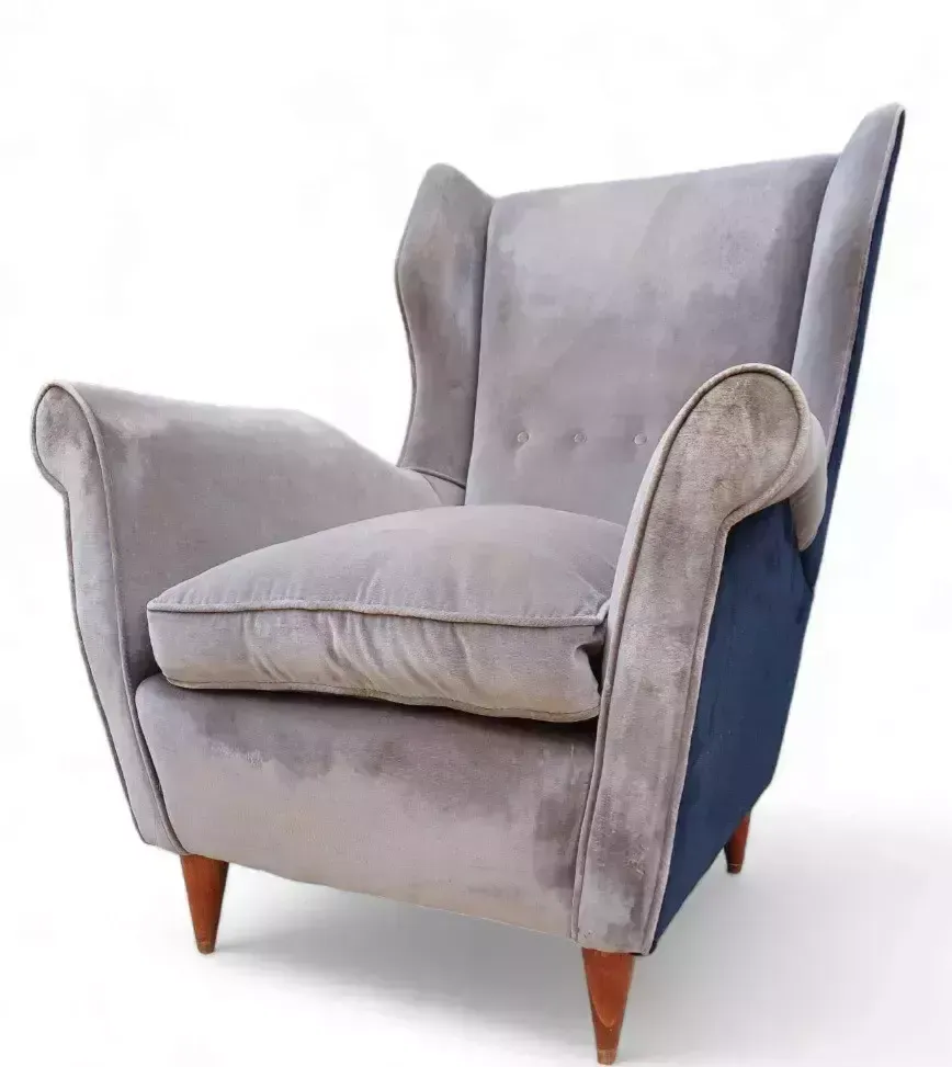 Mid Century Italian Velvet Armchair In Style Of Gio Ponti Circa 50s Vintage photo Furniture