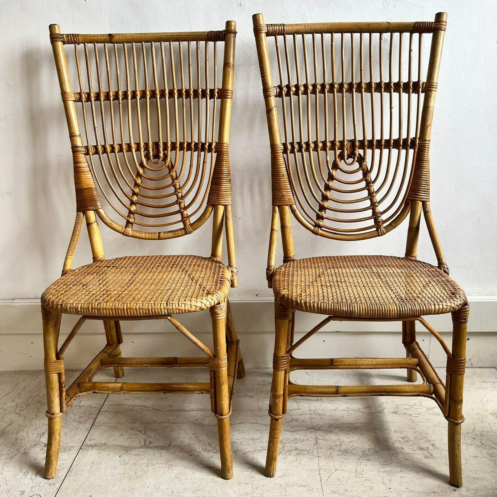 A Pair Of 1950's Audoux Minet Bamboo Chairs