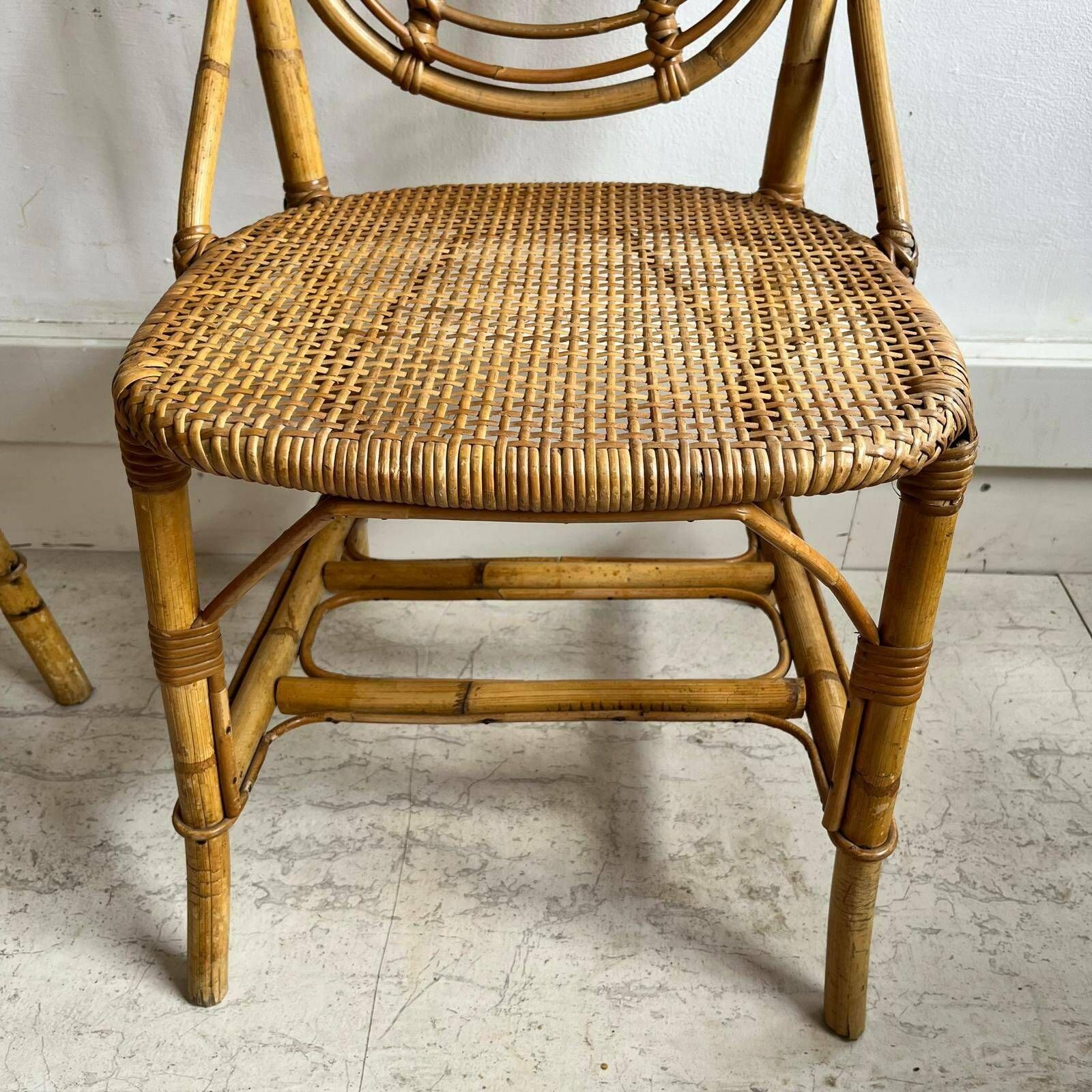 A Pair Of 1950's Audoux Minet Bamboo Chairs photo buy
