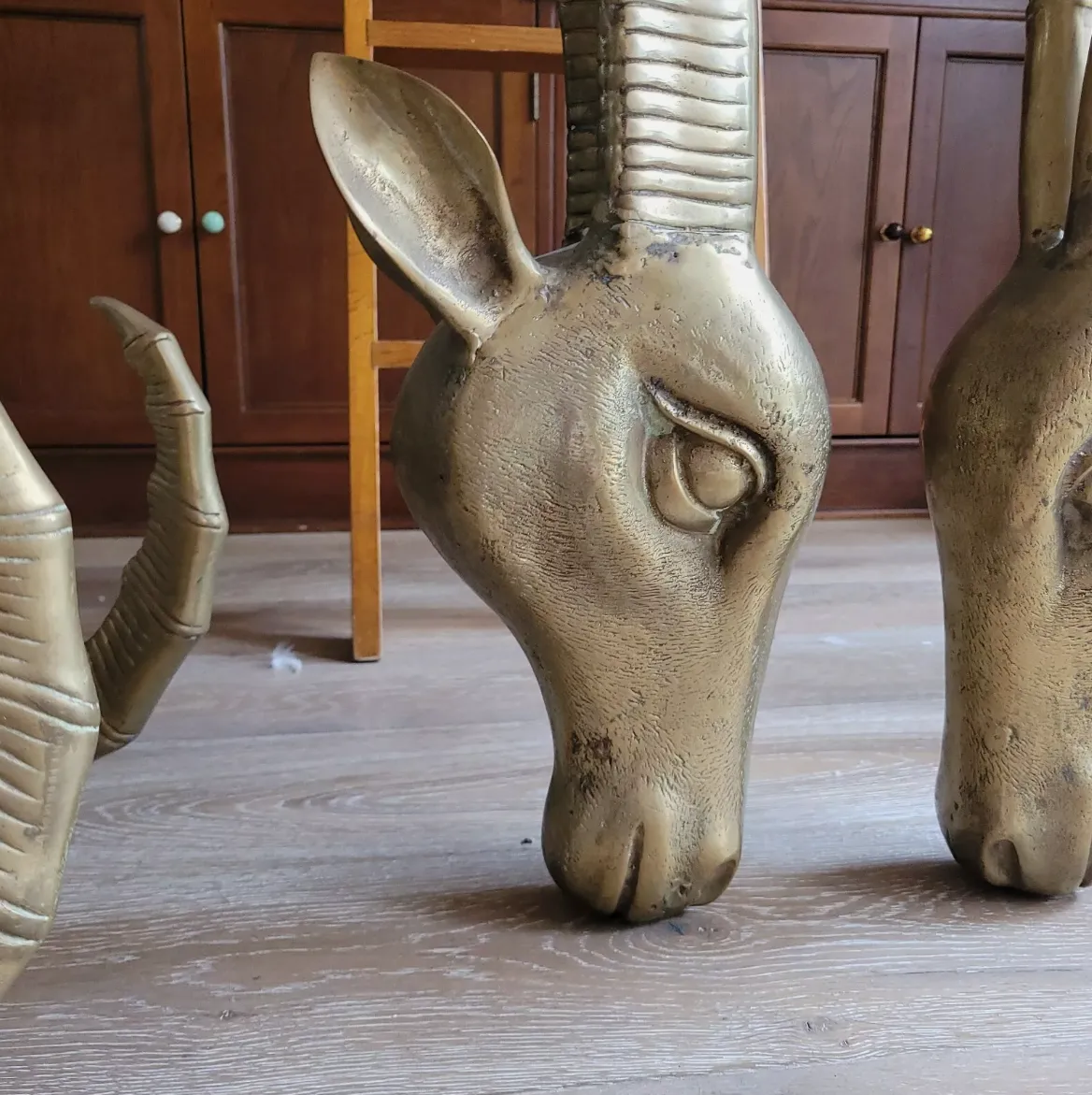 Ibex Rams Head Table Brass Maison Jansen Alain Chervet Vintage Mid Century 1of2 photo buy
