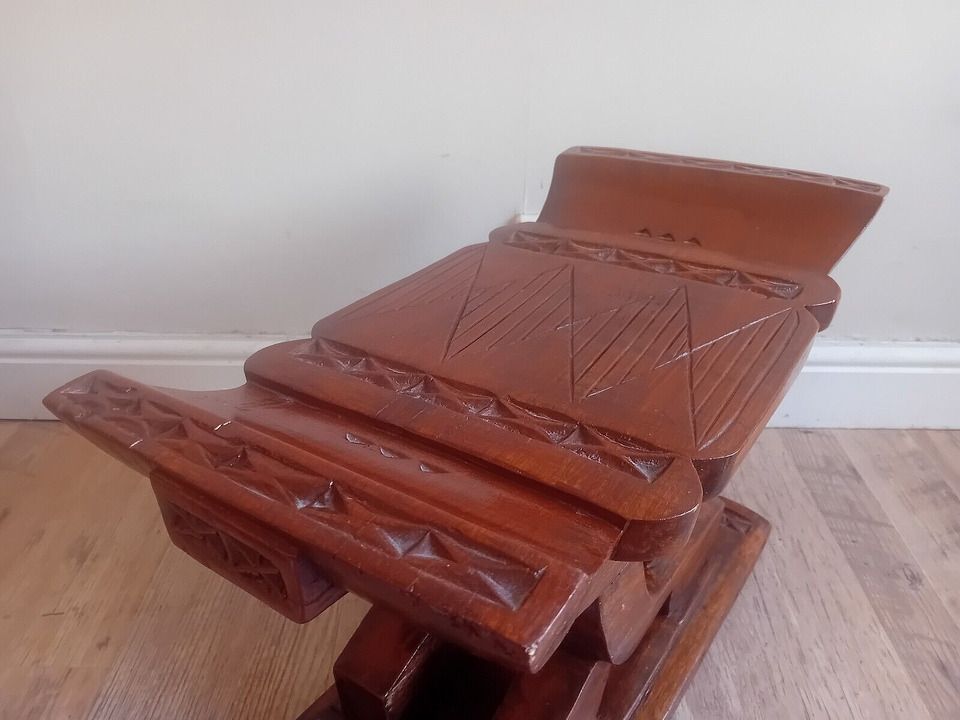 Ghanaian Ashanti African Mid Century Hardwood Wisdom Knot Stool photo vinterior