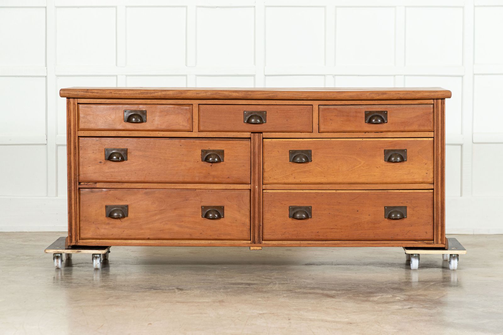 Large 19thc English Mahogany Bank Drawers