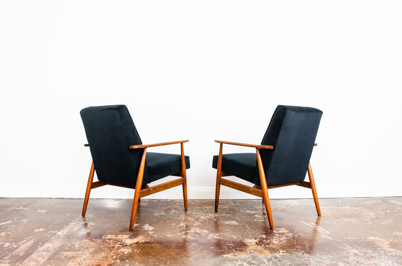 Pair Of Black Mid Century Armchairs By H. Lis, 1960's photo vintage