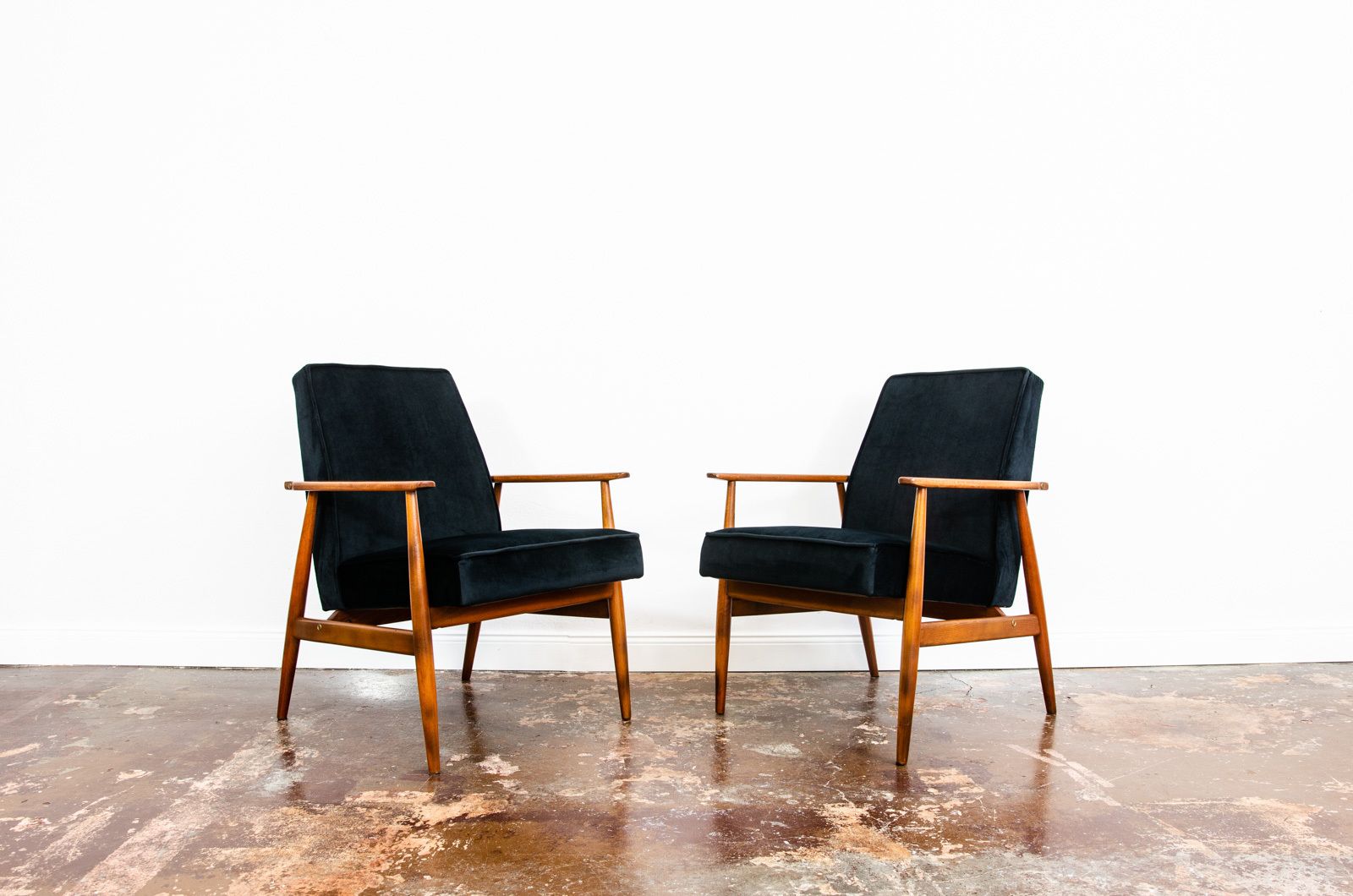 Pair Of Black Mid Century Armchairs By H. Lis, 1960's