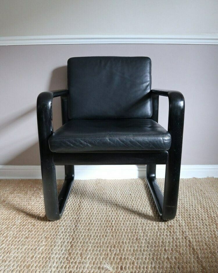 1970s Black Leather Hombre Armchair For Rosenthal photo for sale