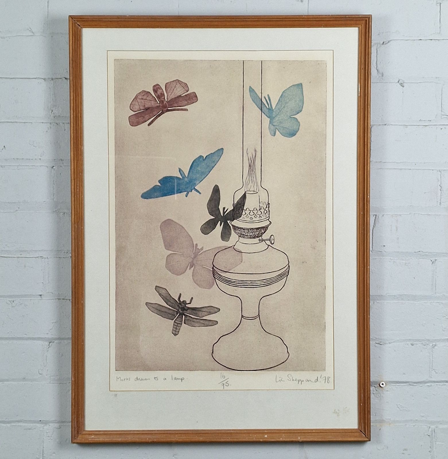 Limited Edition Woodblock Print 'Moths Drawn To A Lamp'   Liz Sheppard