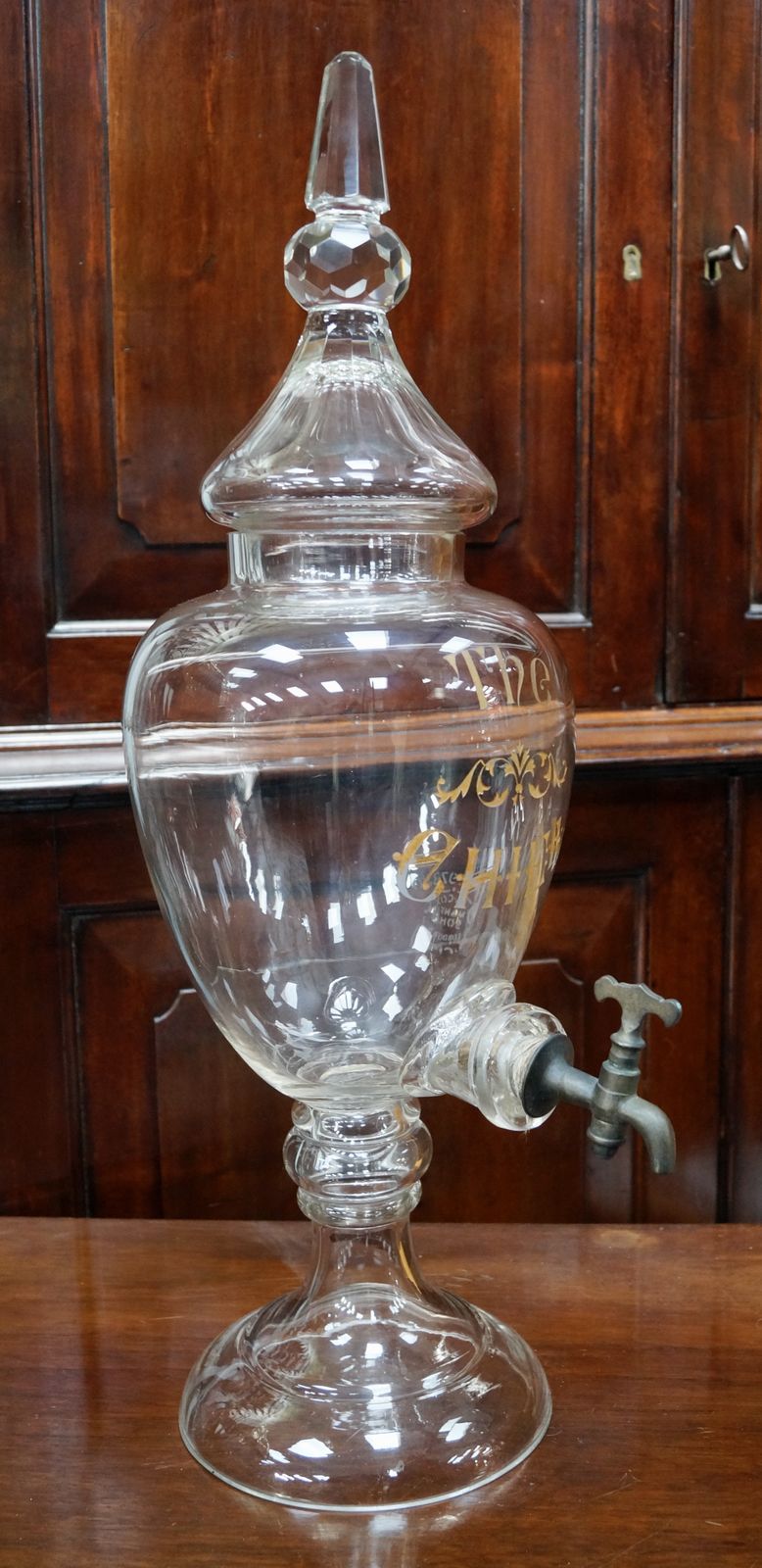 Large Antique Crystal Whiskey Dispenser photo Home Decor