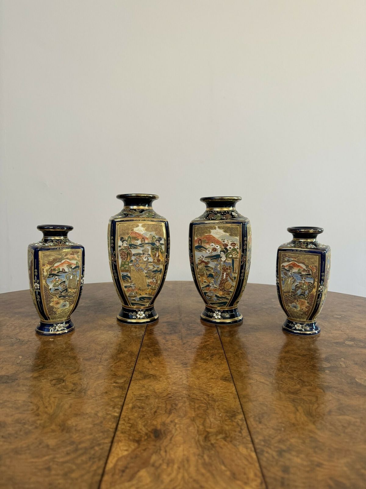 Outstanding Quality Antique Japanese Satsuma Vase Garniture photo buy