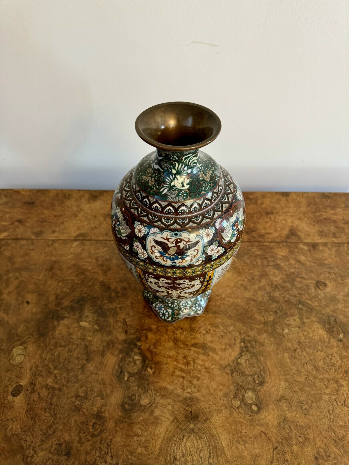 Superb Quality Pair Of Antique 19th Century Cloisonné Enamel Vases photo for sale