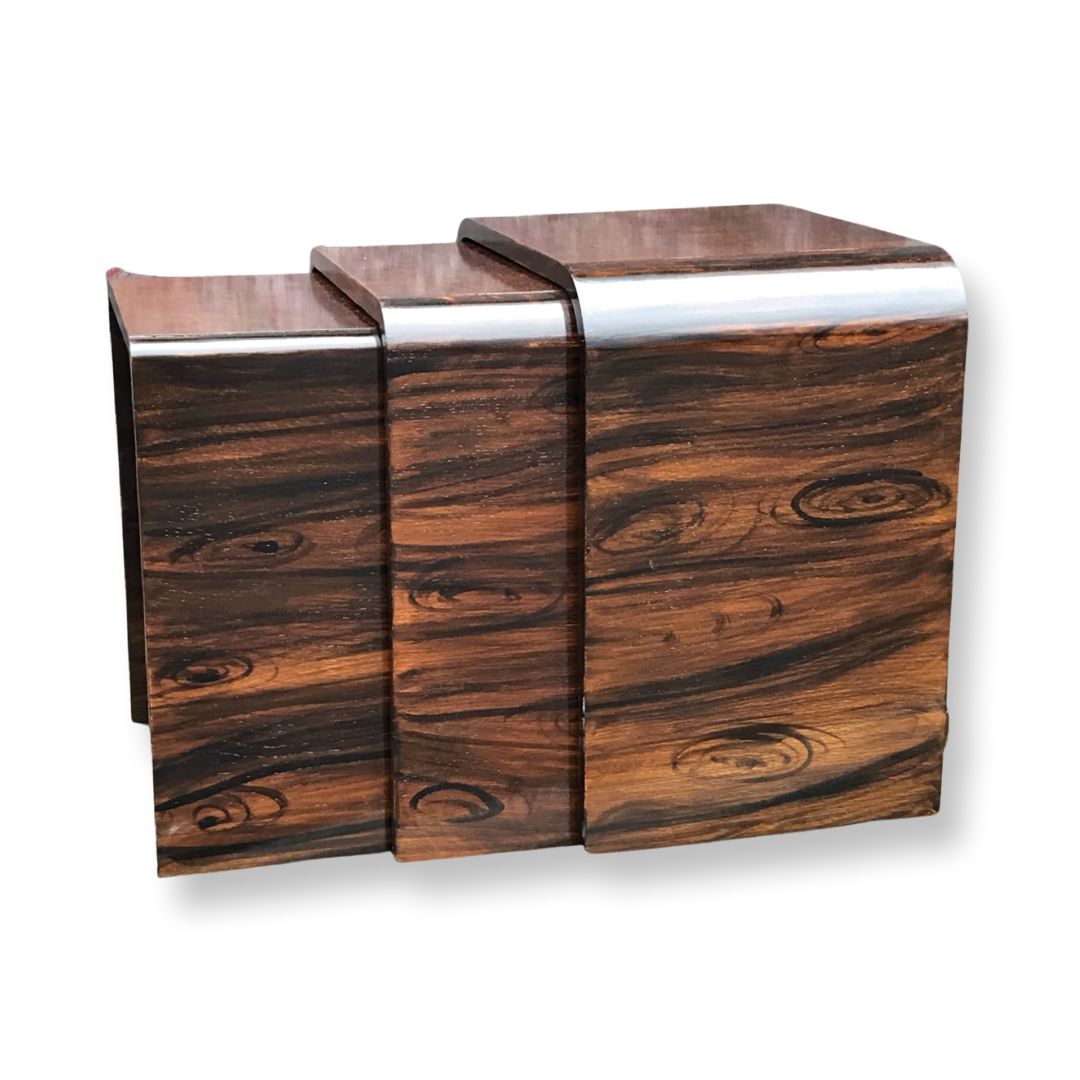 Art Deco Faux Rosewood/Bakelite English Nesting Tables By Ray Hille, Set Of 3