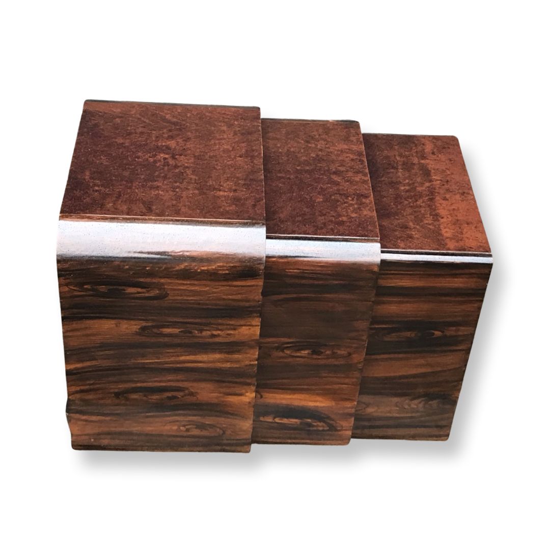 Art Deco Faux Rosewood/Bakelite English Nesting Tables By Ray Hille, Set Of 3 photo Furniture