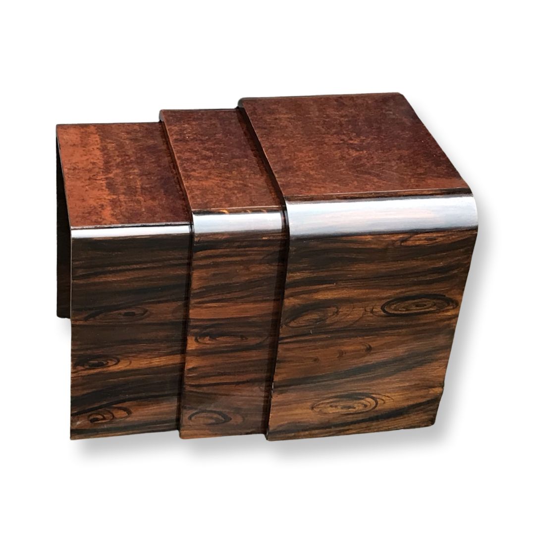 Art Deco Faux Rosewood/Bakelite English Nesting Tables By Ray Hille, Set Of 3 photo vinterior