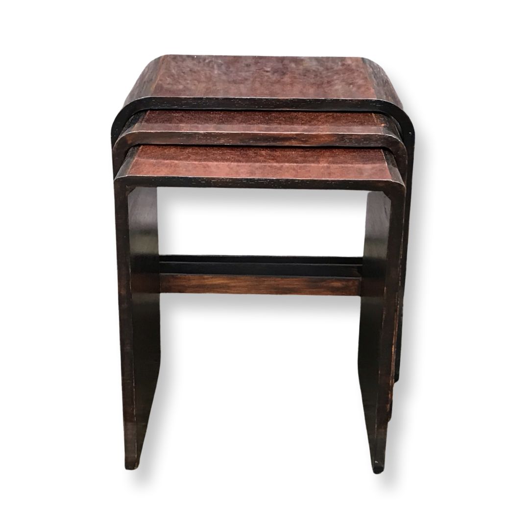 Art Deco Faux Rosewood/Bakelite English Nesting Tables By Ray Hille, Set Of 3 photo buy