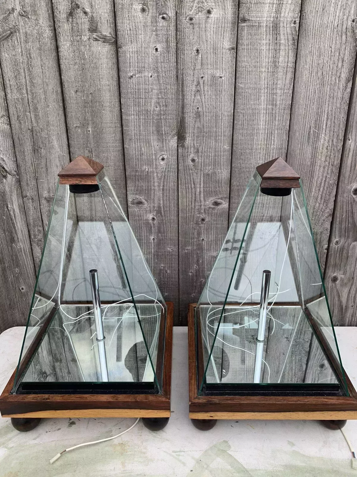 A Pair Of Decorative Table Top Obelisk Display Cases