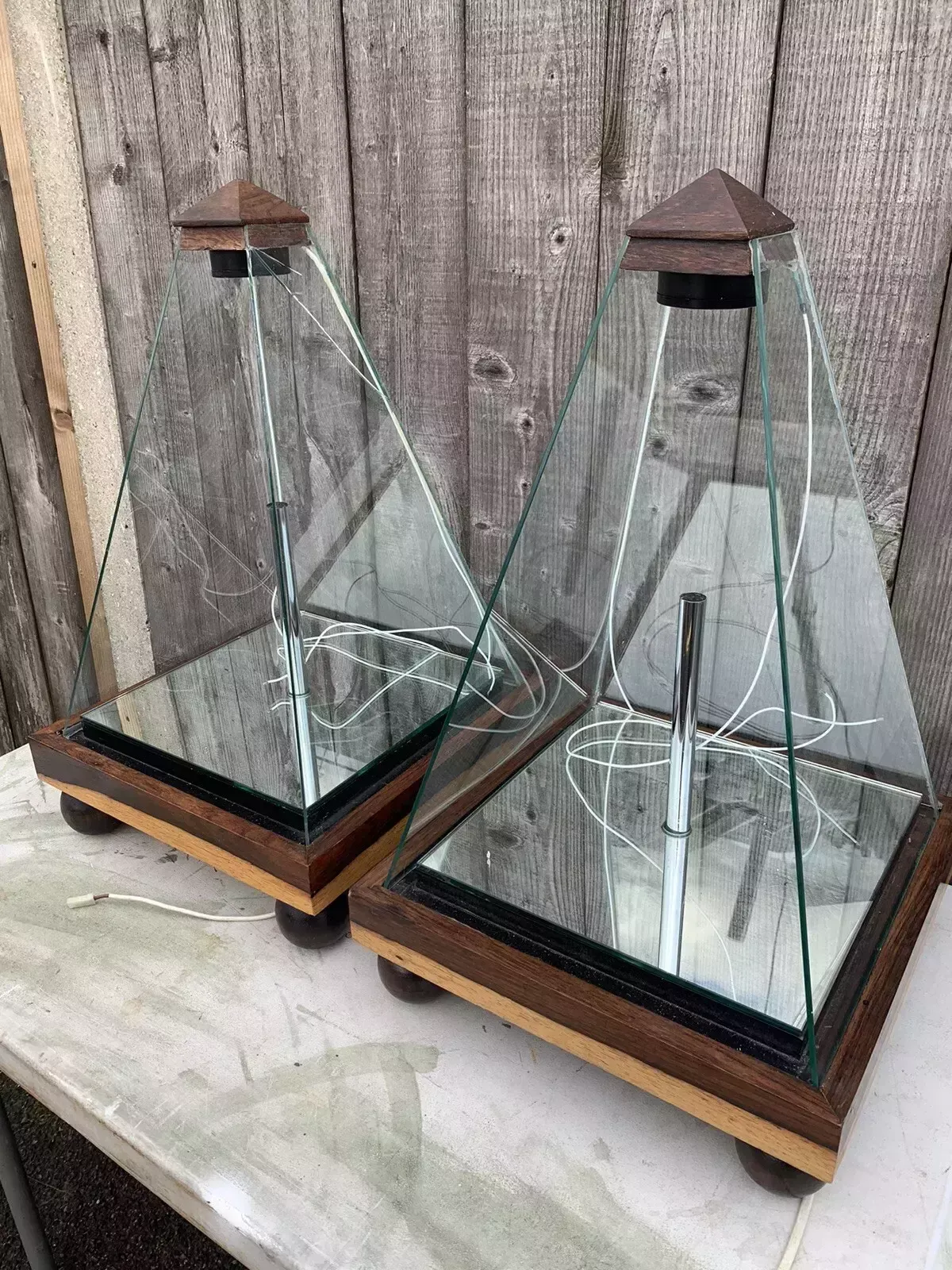 A Pair Of Decorative Table Top Obelisk Display Cases photo furniture