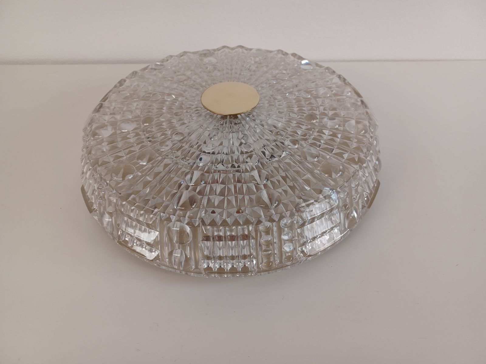 1960's Flushmount Chandelier In Glass And Brass By Carl Fagerlund For Lyfa