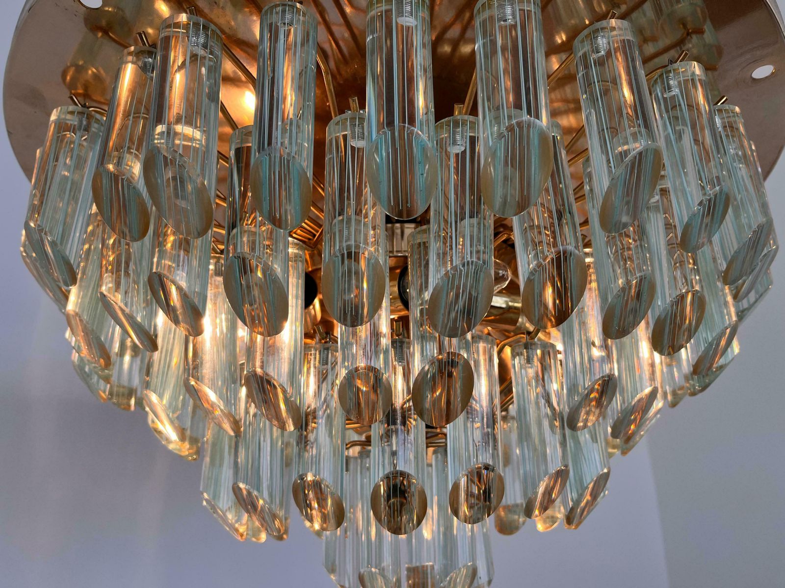 Xxl Murano Glass And Brass Flush Mount/Ceiling Lamp By Venini For Isa   1980s photo 1815.0