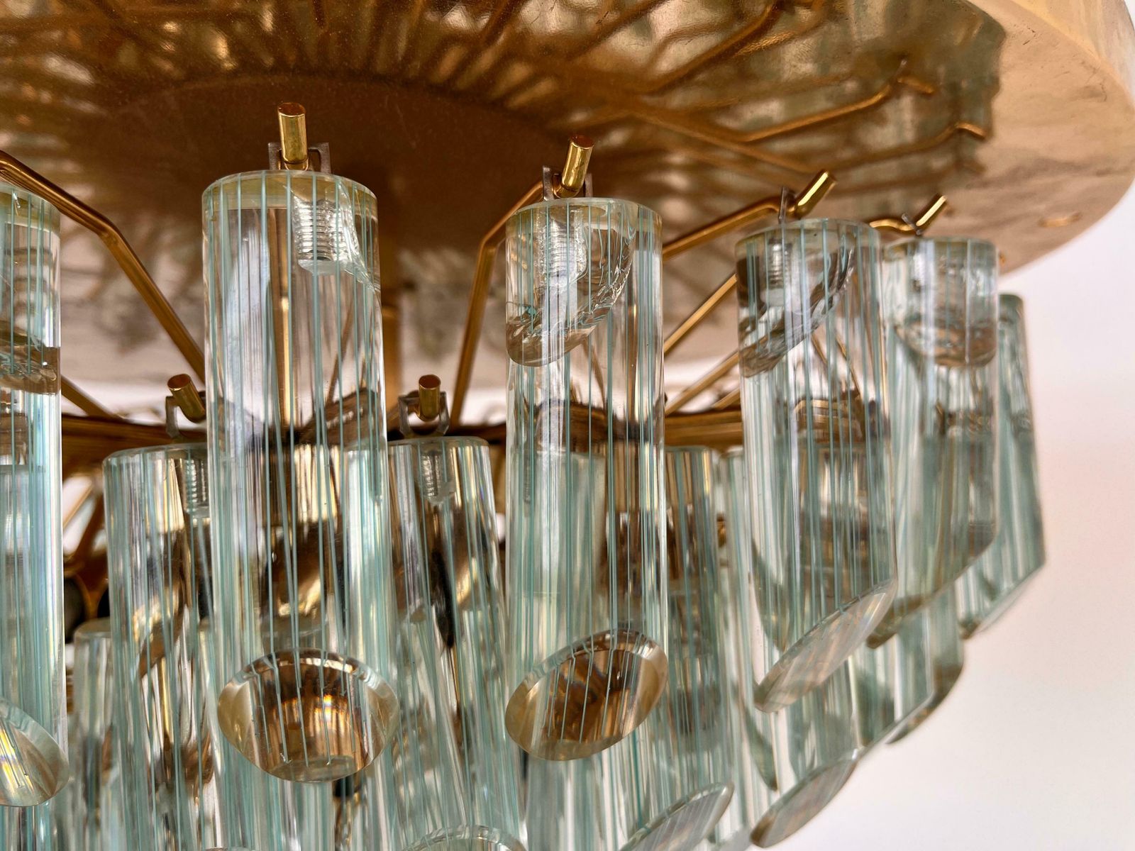 photo furniture Xxl Murano Glass And Brass Flush Mount/Ceiling Lamp By Venini For Isa   1980s