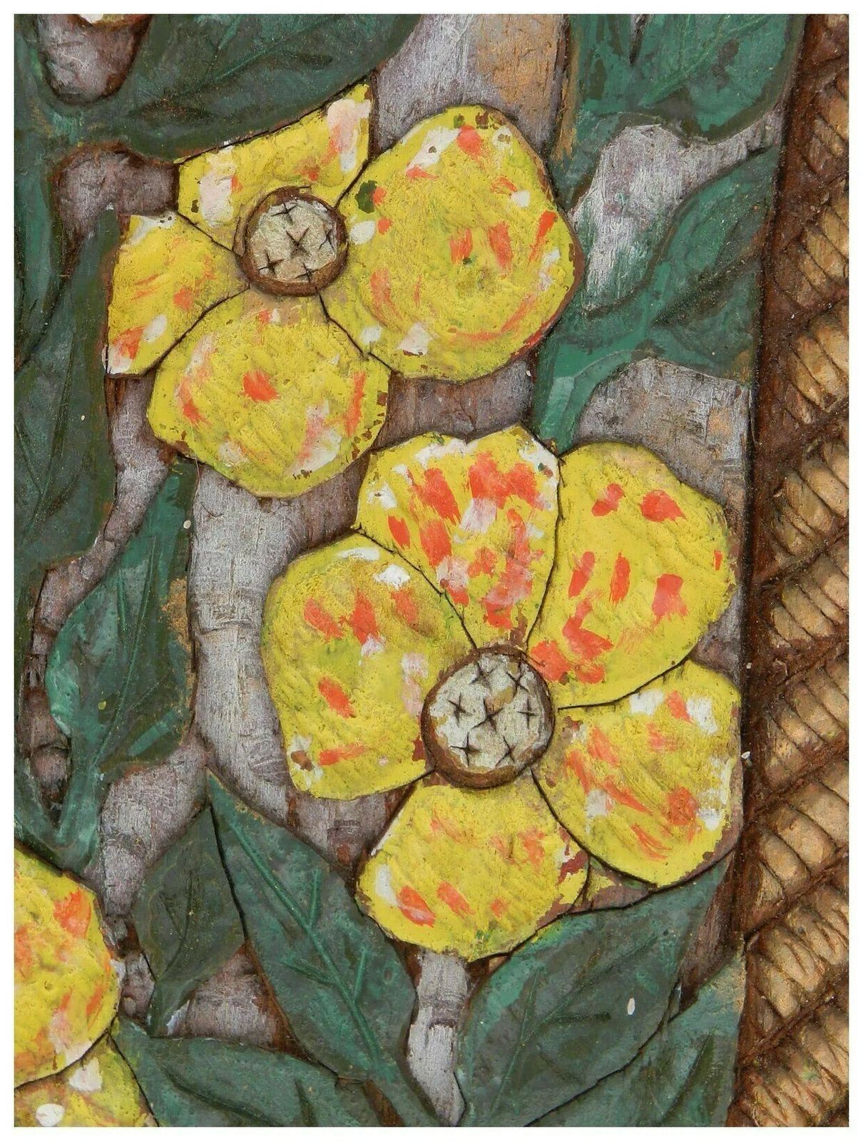 Art Deco Carved Wood Wall Placque Flower Basket French Signed photo Art