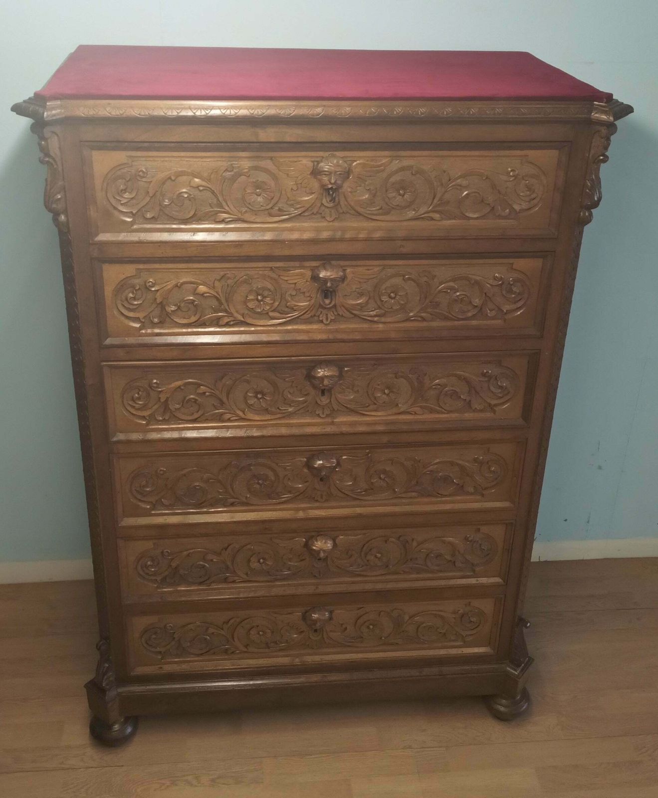 Antique 19th Century Italian Walnut Chest Of Drawers photo vinterior