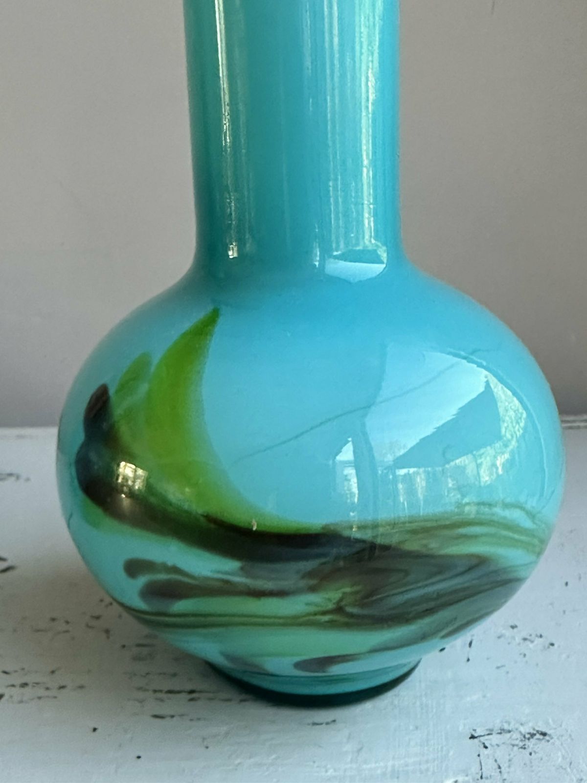 Stunning Pair Of Turquoise 1940’s Glass Vases photo Home Decor