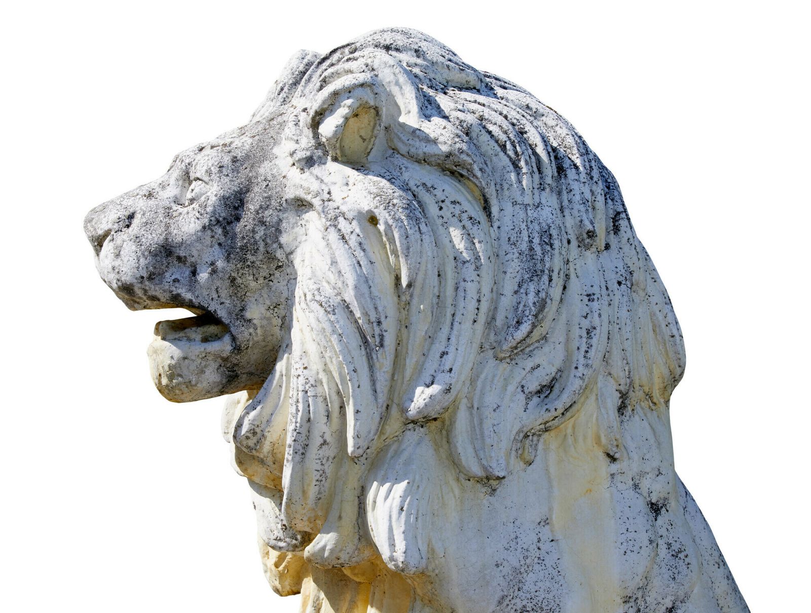 Fine Pair Of Mid Century Carved Stone Lion Statues photo Garden Decor