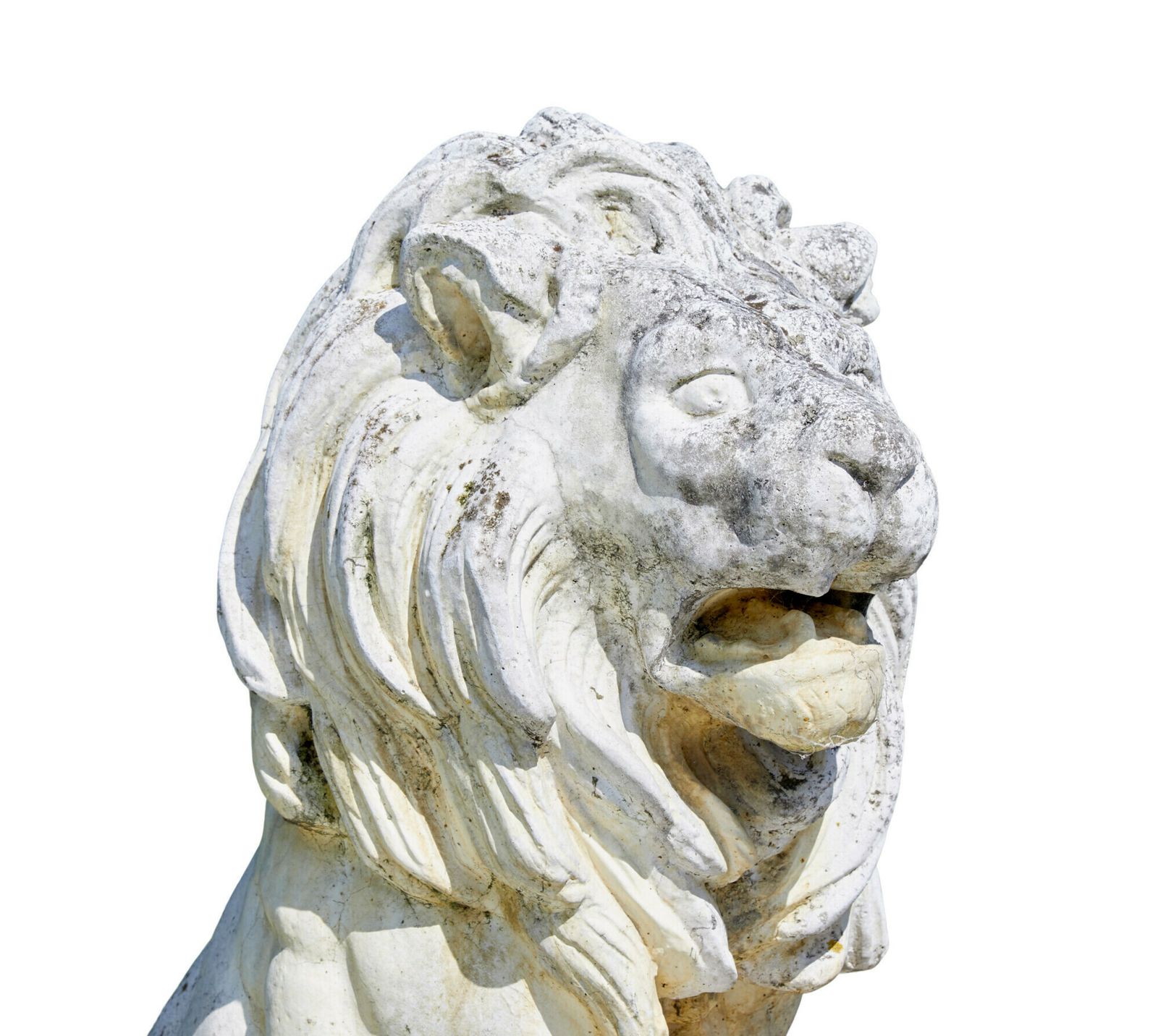 Garden Decor Fine Pair Of Mid Century Carved Stone Lion Statues photo