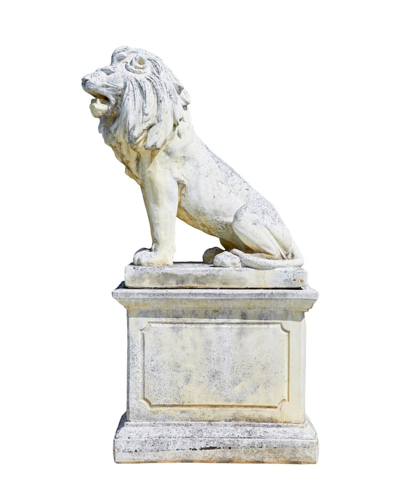 photo buy Fine Pair Of Mid Century Carved Stone Lion Statues