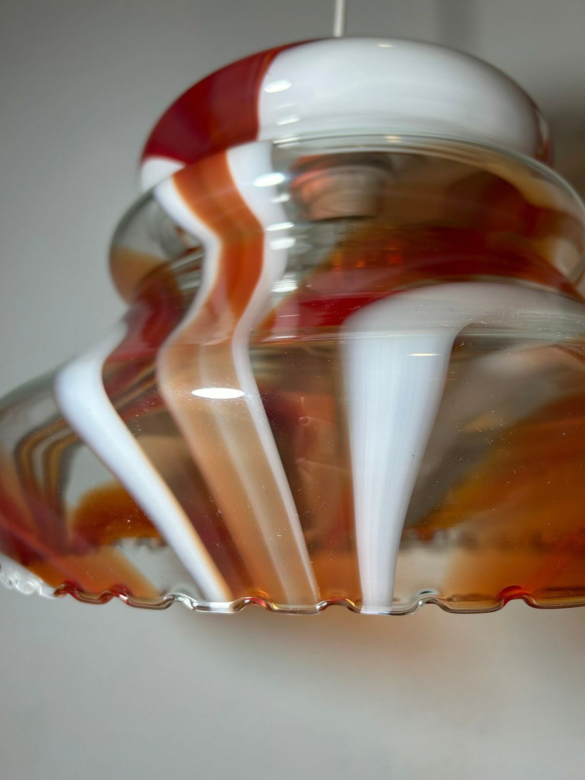 Vintage Red Pendant Lamp / 70s Pendant Lamp / Vintage Ceiling Lamp / Retro Pendant Lamp Red White / 70s Clear Lamp/Retro / Retro Decor photo buy