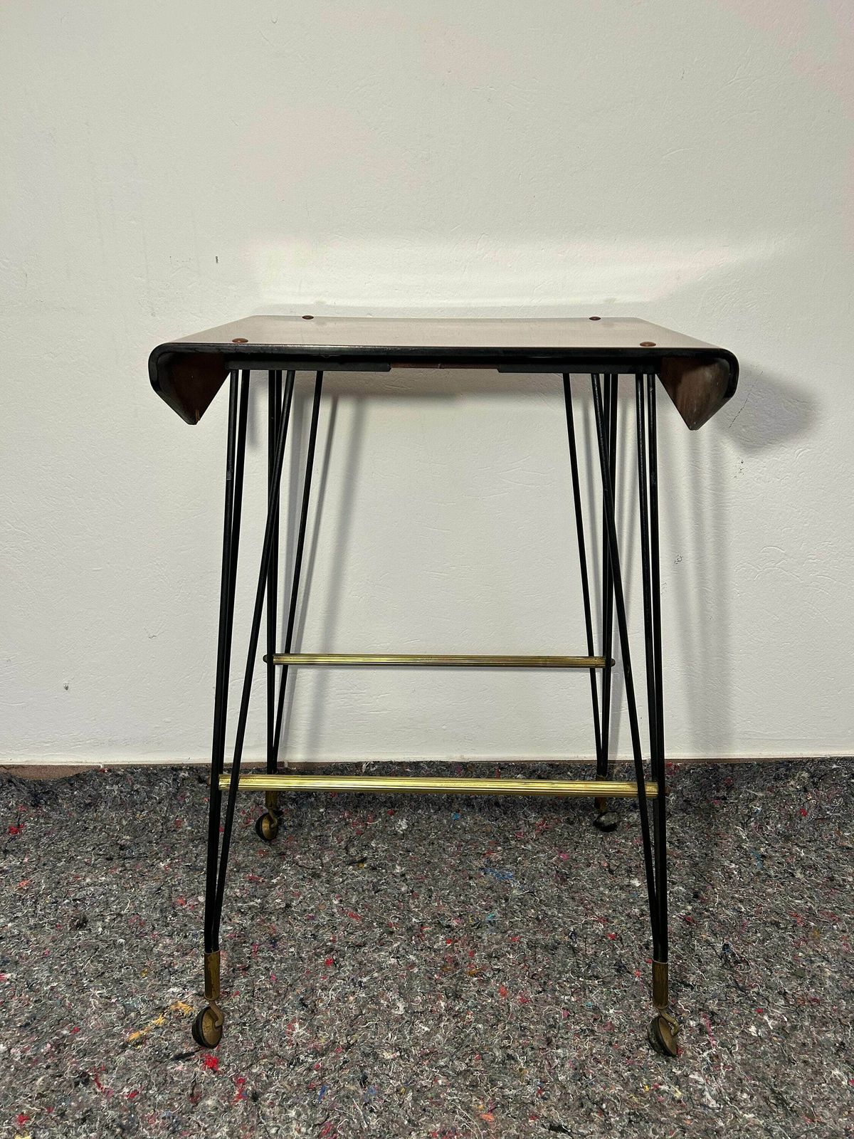 1940s Italian Carrello Tv Side Table On Wheels Patinated Elegance From Italy photo furniture