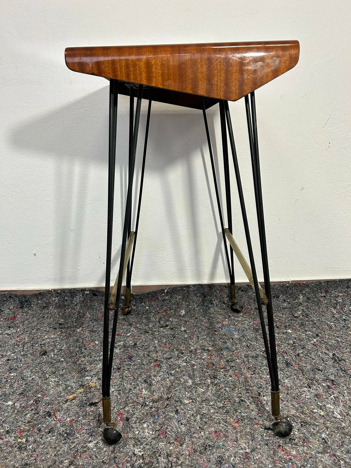 1940s Italian Carrello Tv Side Table On Wheels Patinated Elegance From Italy photo for sale