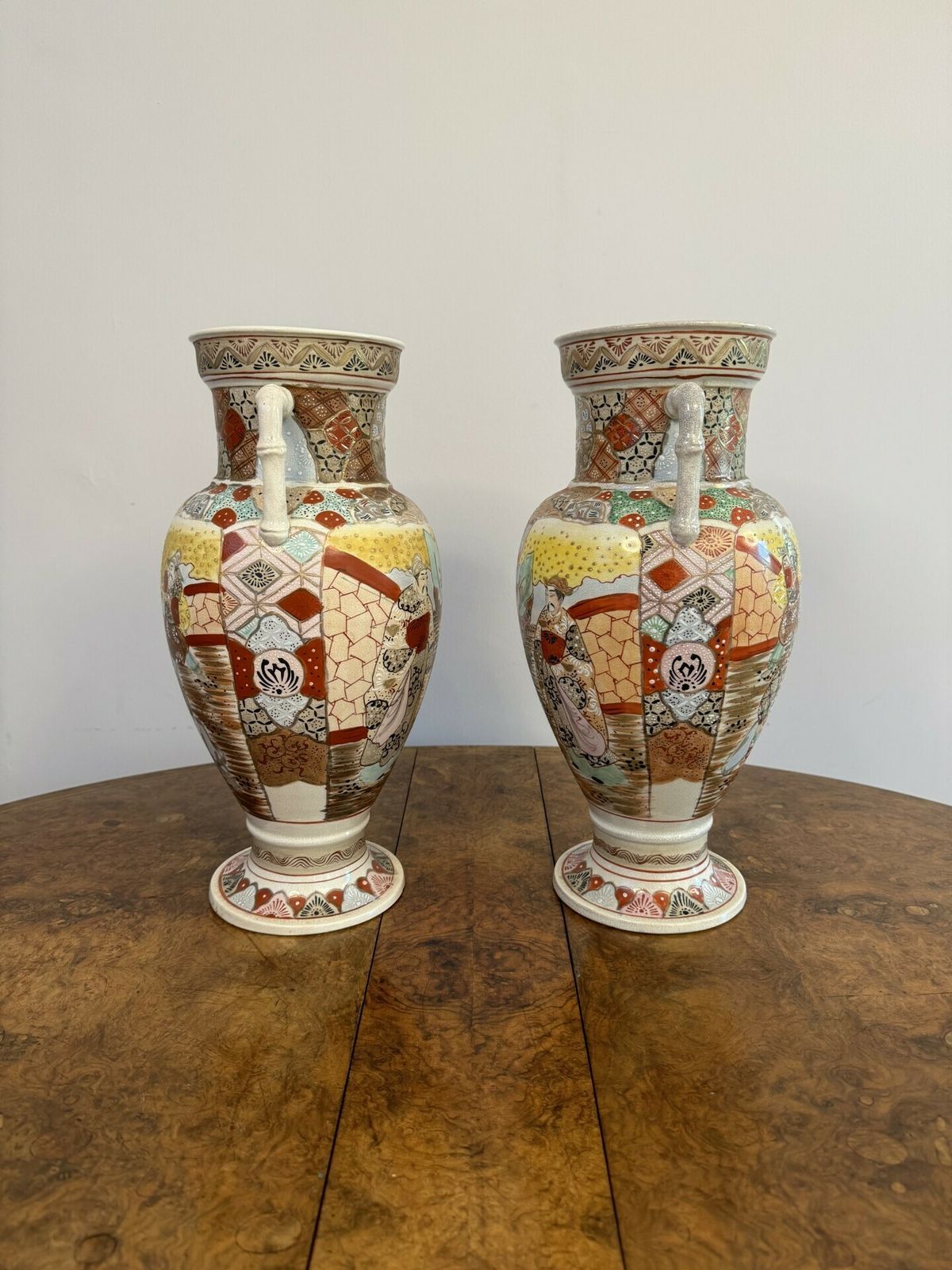 Quality Pair Of Large Antique Japanese Satsuma Vases photo buy