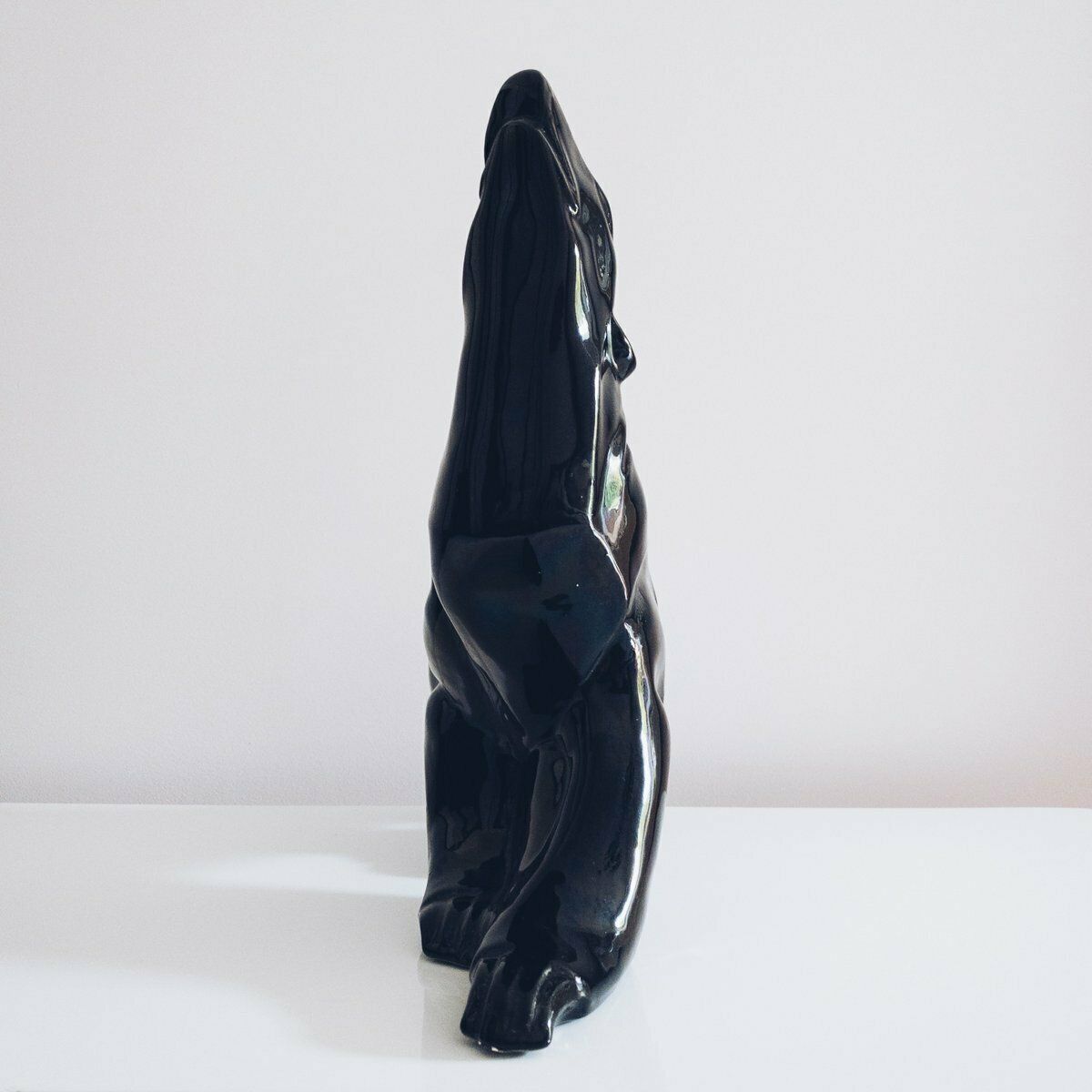 photo buy Large Art Deco Black Polar Bear Figurine With Petrol Hue By Desbarbieux, 1920s