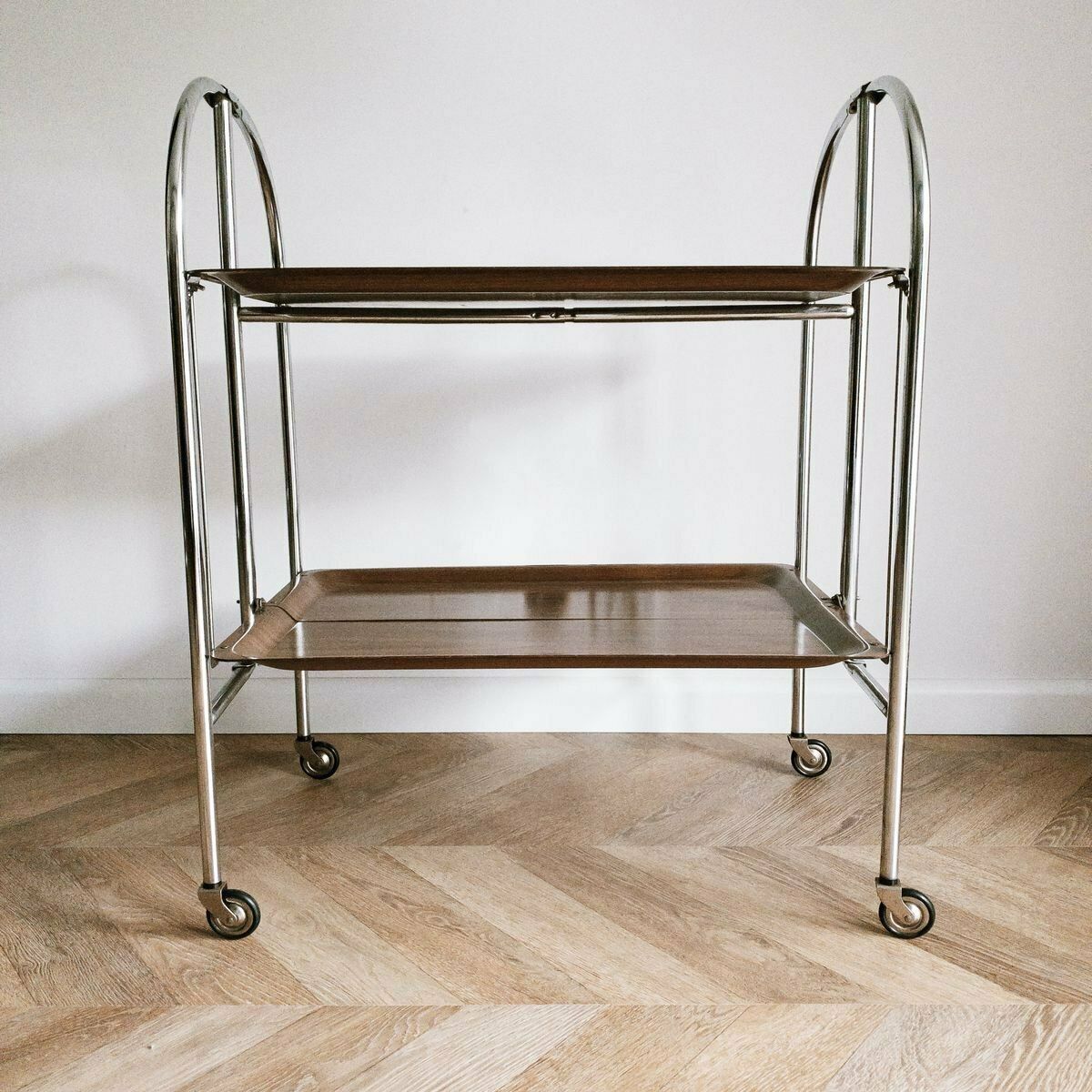 Vintage Collapsible 34 Bar Cart / Drinks Trolley From Pressolit, 1970s