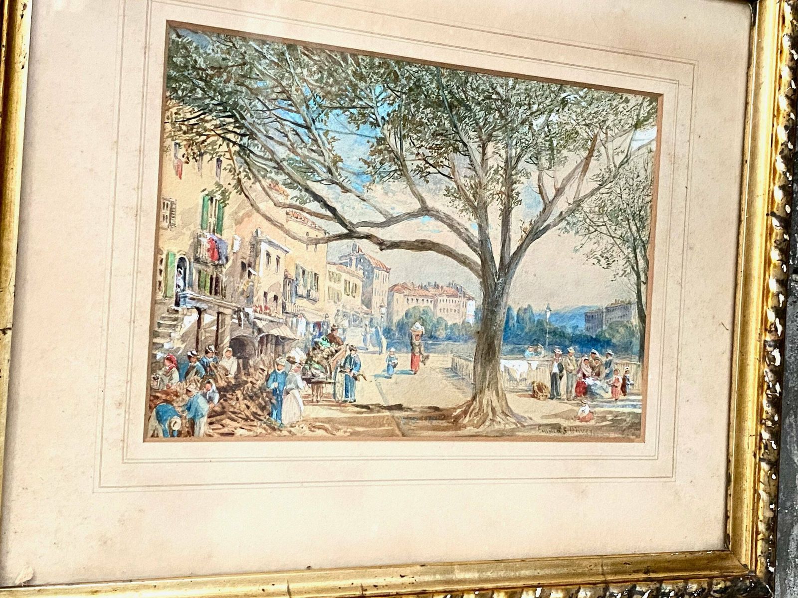 Emma Sophia Oliver (British 1819 1885) Original Signed Watercolour Painting   Continental Scene photo Art