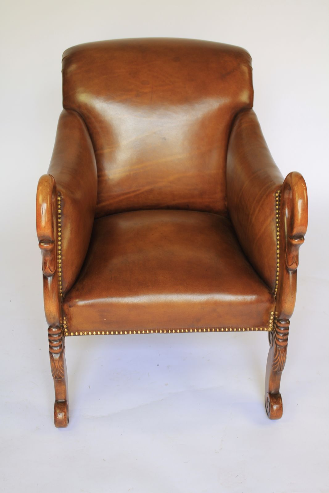 Library Reading Chair With Carved Swan Head Detail photo furniture