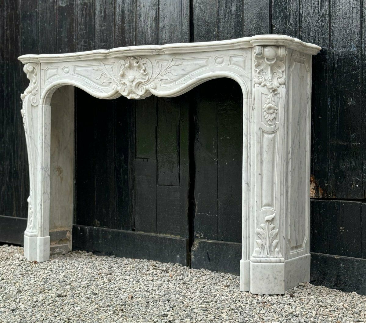 Louis XV Style Carrara Marble Mantel, Circa 1880