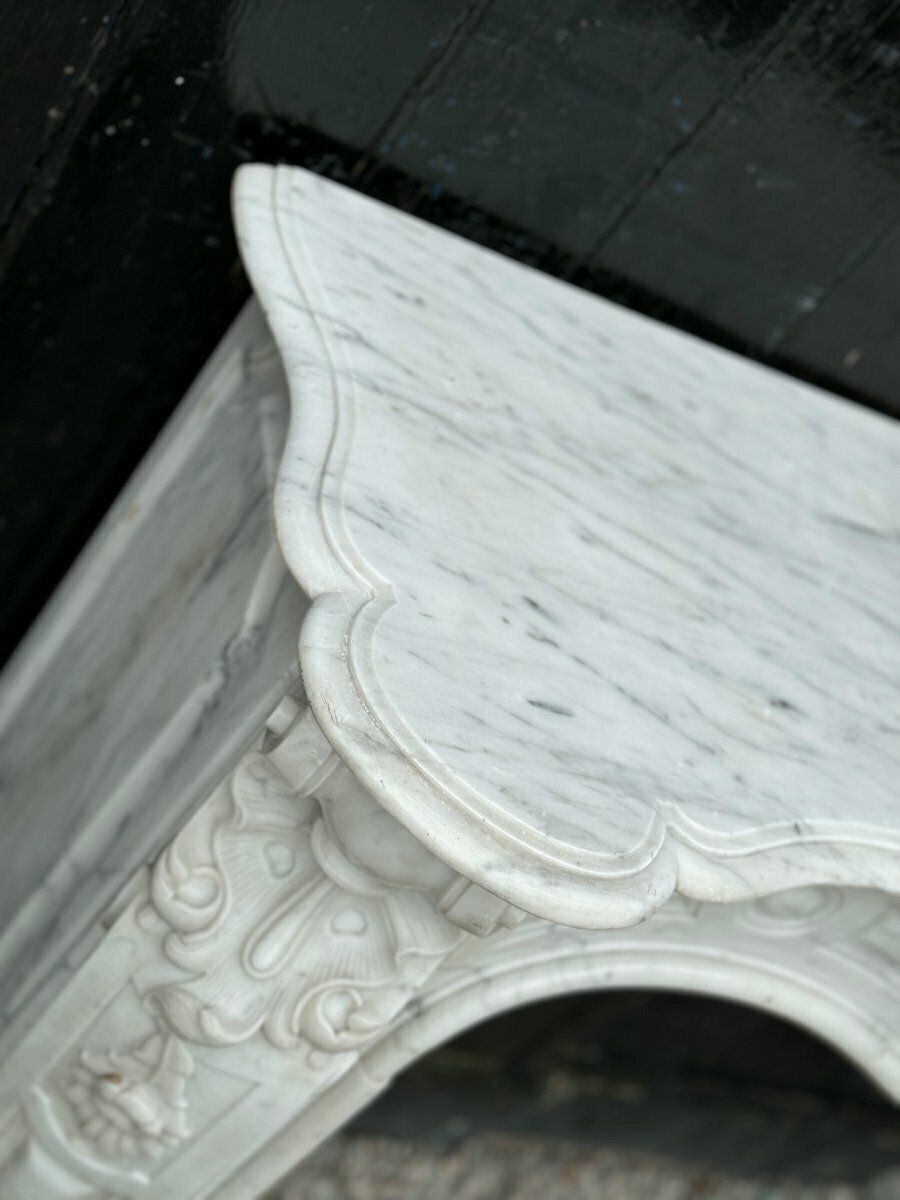 Louis XV Style Carrara Marble Mantel, Circa 1880 photo furniture