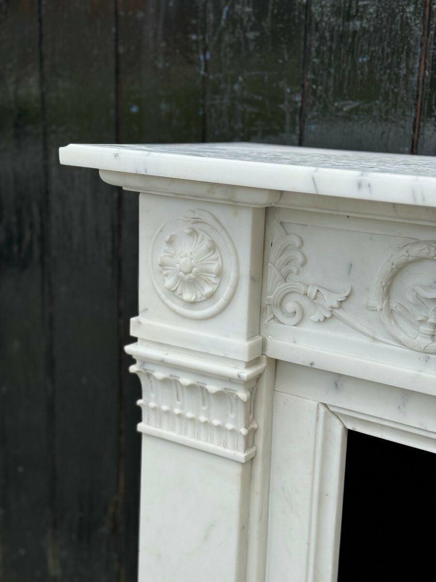 photo furniture Louis XVI Style Carrara Marble Mantel Circa 1880