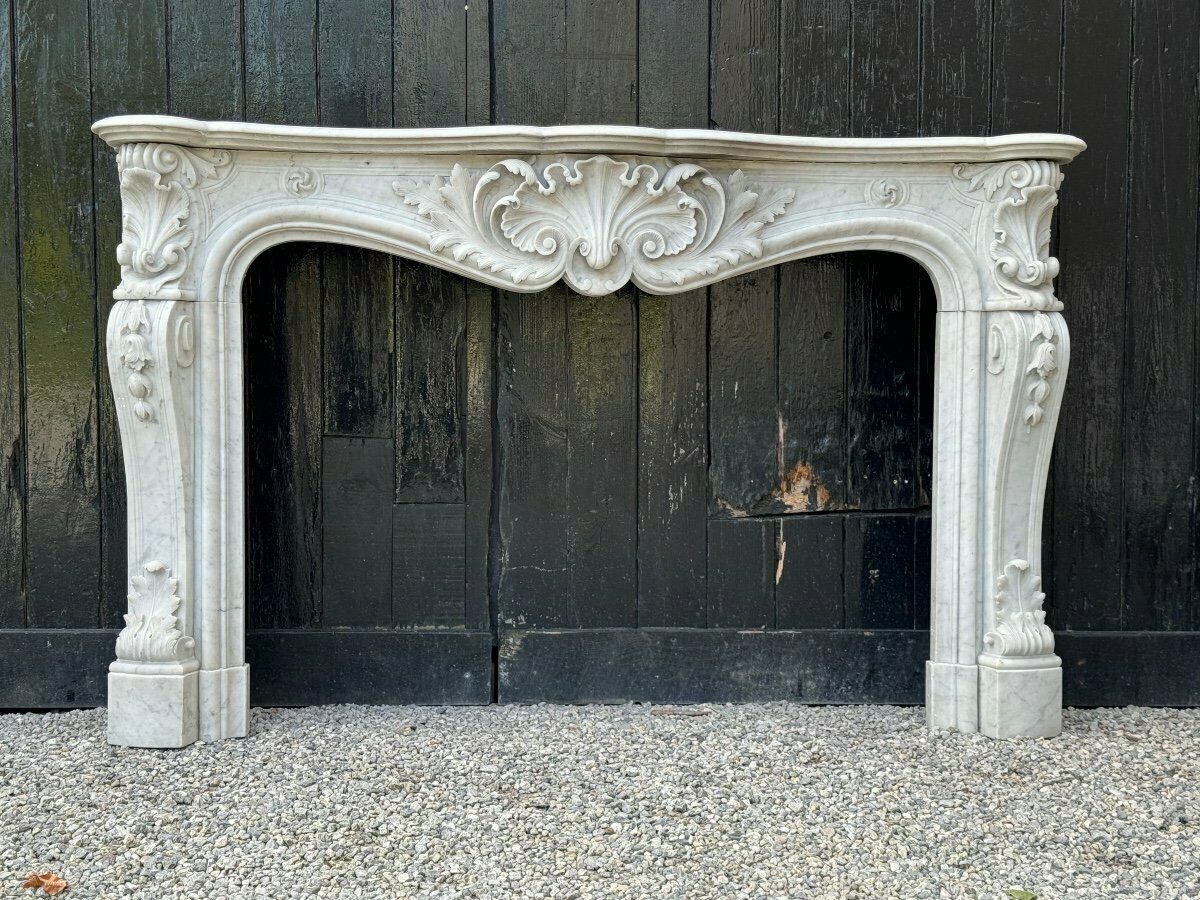 Remarkable Louis XV Style Carrara Marble Mantel, Circa 1880