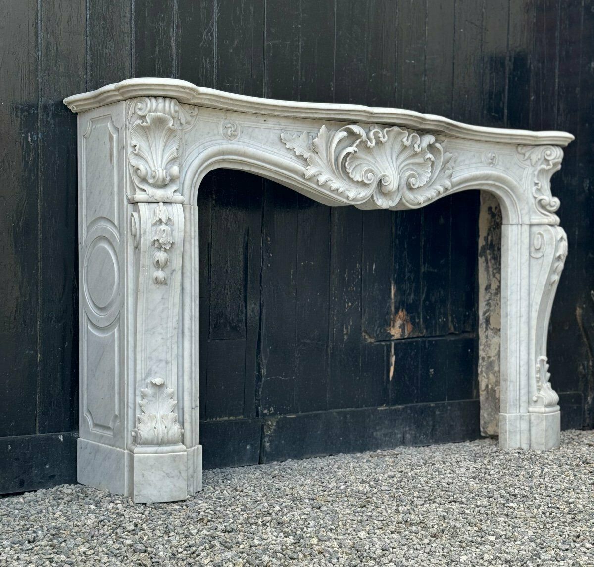 18700.0 Remarkable Louis XV Style Carrara Marble Mantel, Circa 1880 photo