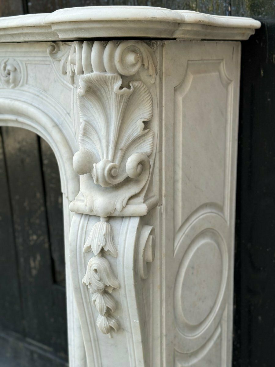 Remarkable Louis XV Style Carrara Marble Mantel, Circa 1880 photo vinterior