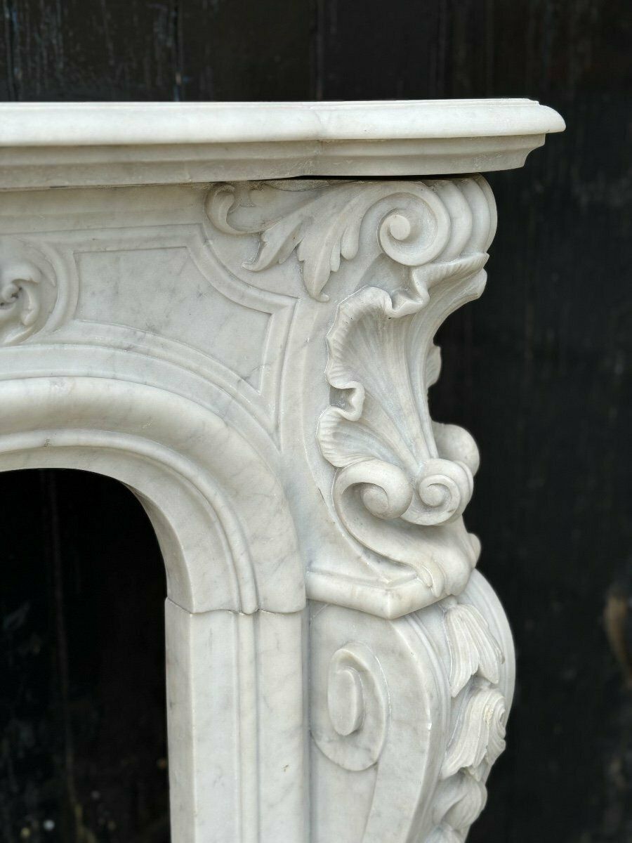 Home Fixtures Remarkable Louis XV Style Carrara Marble Mantel, Circa 1880 photo