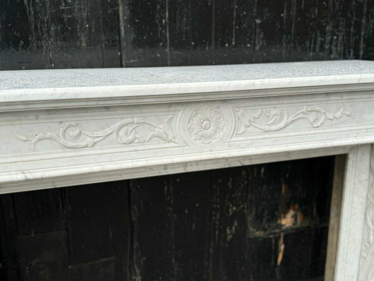 Louis XVI Fireplace In White Carrara Marble Circa 1880 photo buy