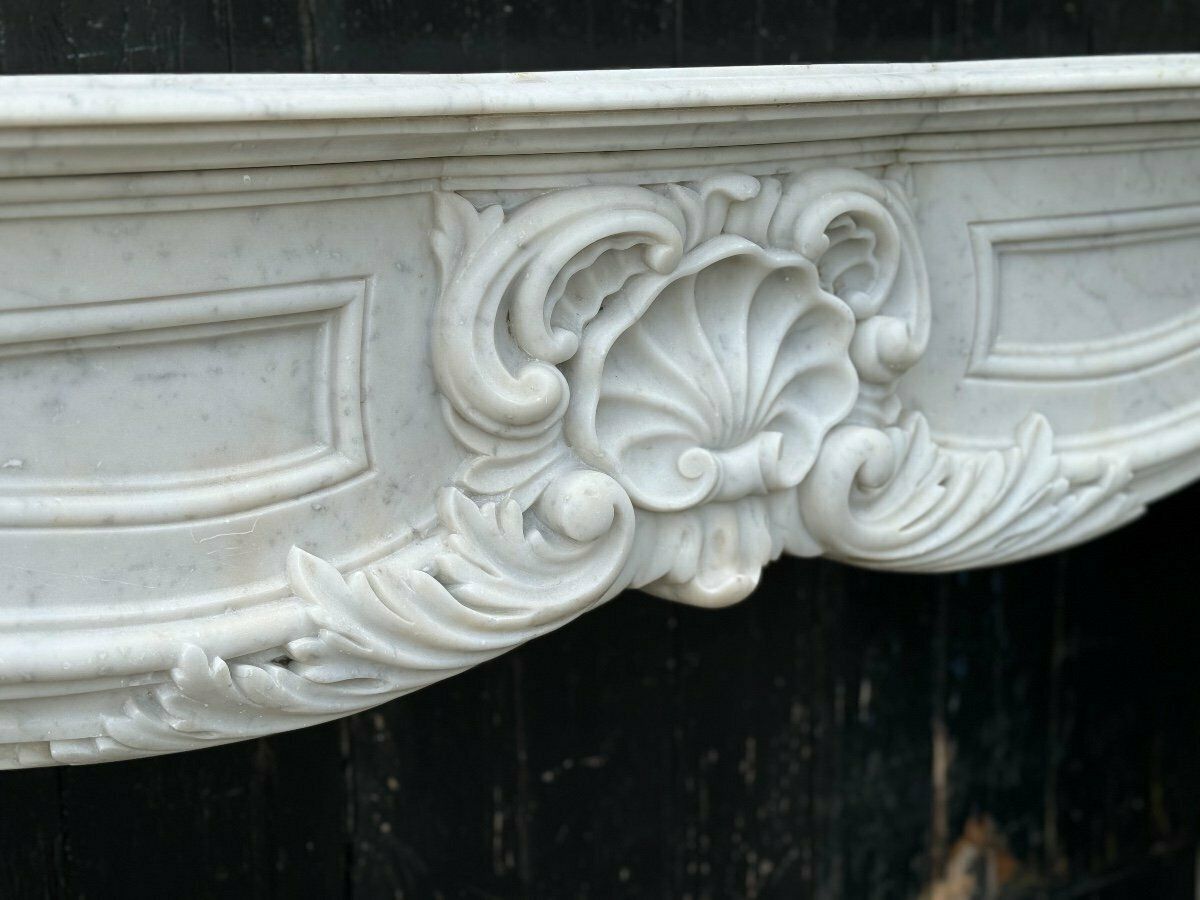 Impressive Louis XV Style Fireplace In Carrara Marble Circa 1880 photo furniture