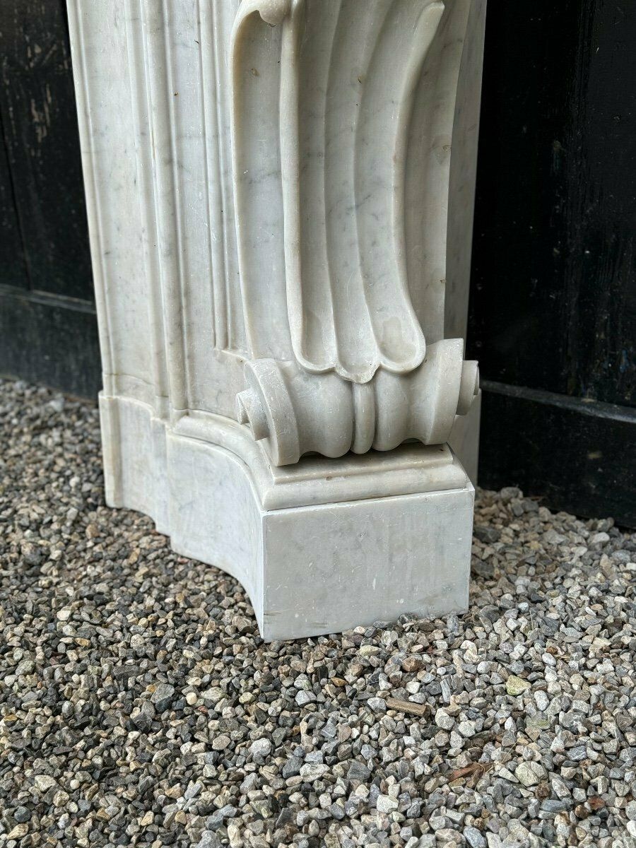 Impressive Louis XV Style Fireplace In Carrara Marble Circa 1880 photo for sale
